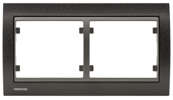 SIEMENS - SIEMENS Plaque Double Horizontale Métal Noir Delta IRIS - large