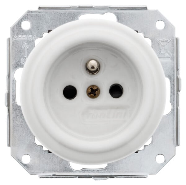 FONTINI - FONTINI - Prise 2P+T 16A 250V Porcelaine blanche Garby Colonial Réf. 31208173 - large