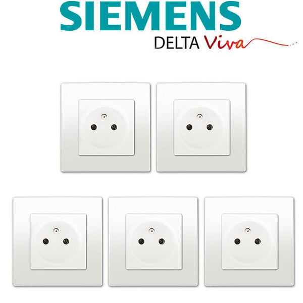 SIEMENS - SIEMENS LOT 5 Prise 2P+T Blanc Delta Viva + Plaque Blanc - large