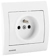 SIEMENS - SIEMENS Lot de 3 Prises 2P+T Blanc Delta Iris avec Plaque Basic Silver - vignette