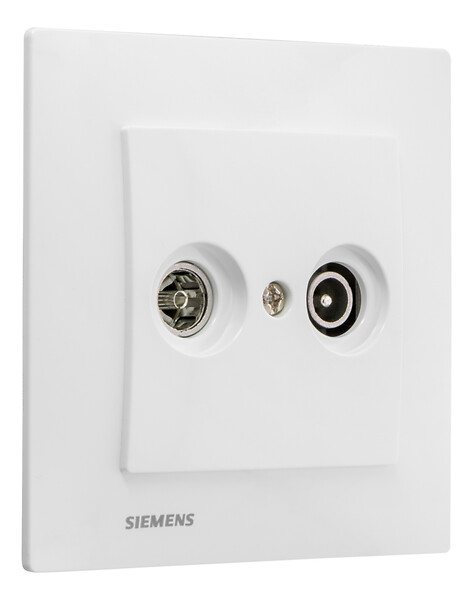 SIEMENS - SIEMENS Prise TV /FM Blanc Delta Viva + Plaque Blanc - large