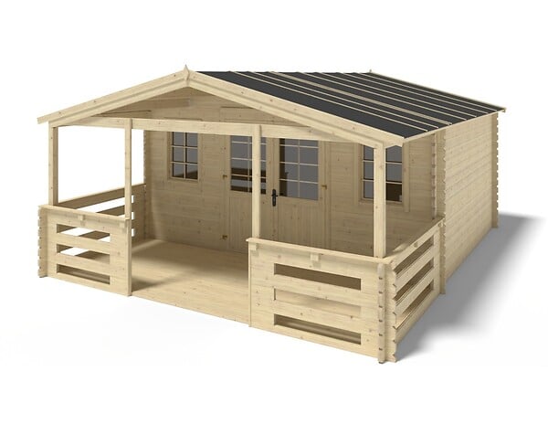 ALTANKA - Terrasse en bois avec balustrade pour abri en bois - 10m2 - 5m x 2m - couleur: naturel - DOM615 - large