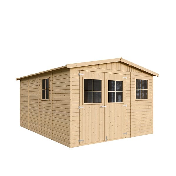 TIMBELA - Abri de Jardin en Bois H226x324x416 cm/12 m² - AVEC LES PLANCHERS IMPRÉGNÉ - M336+M336G - large