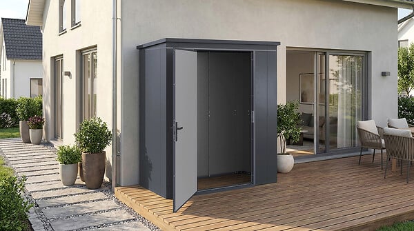 WEKA - Abri de jardin en métal  GARY T1 - Anthracite - L.191.8xH.212.1xP.97.8cm - large