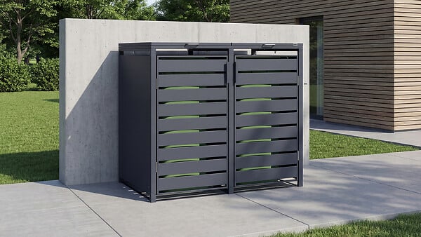 WEKA - Cache-poubelle métal Gary - Anthracite - L.132xH.116xP.80cm - large