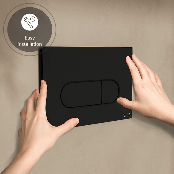VITRA - Root Round Plaque de déclenchement double touche, Noir mat (740-2211) - large