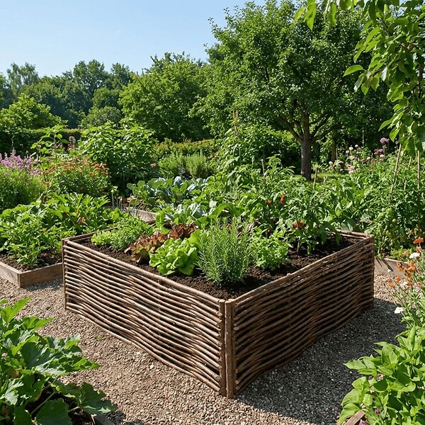 FILA - Potager carré en noisetier - 100% Naturel - 120 x 120 x 60 cm - large
