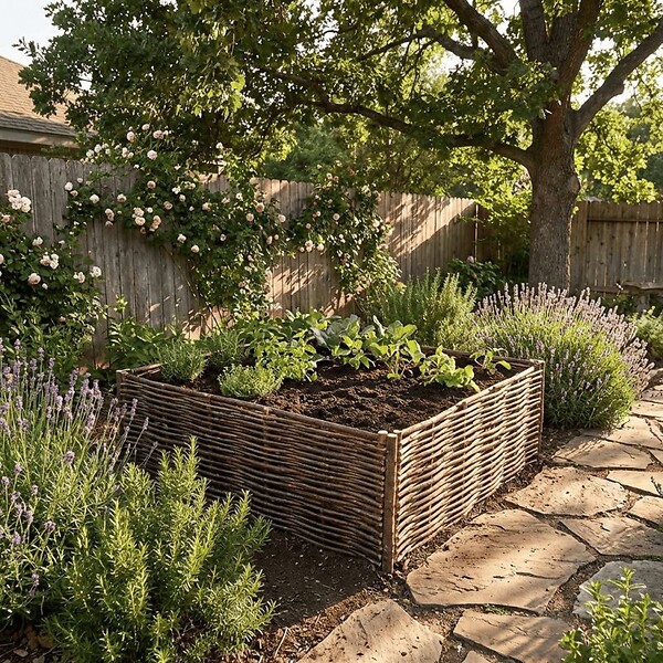 FILA - Potager carré en noisetier - 100% Naturel - 120 x 120 x 60 cm - large