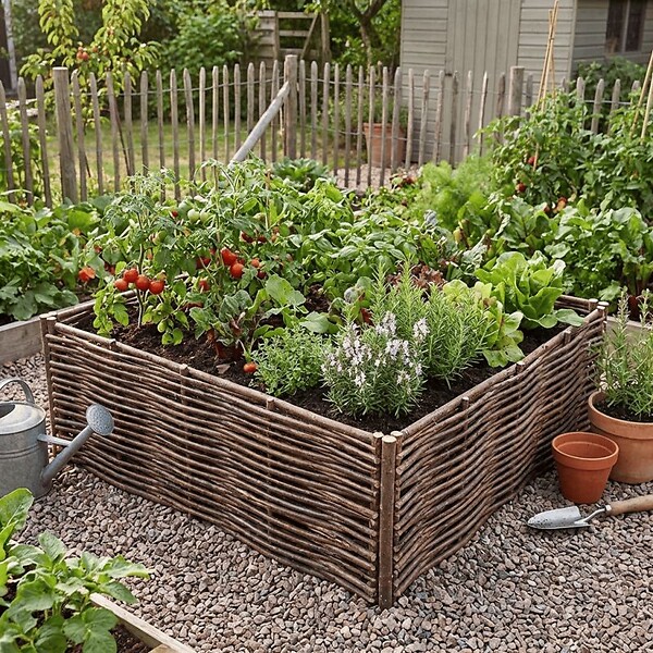 FILA - Potager carré en noisetier - 100% Naturel - 120 x 120 x 60 cm - large