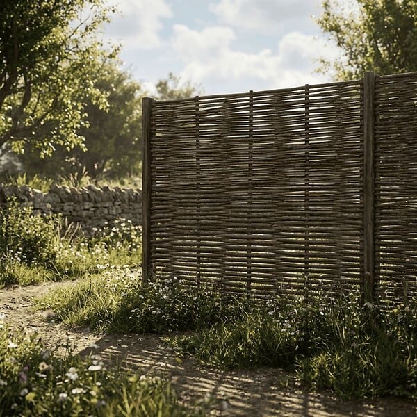 ART GARDEN - Clôture bois en noisetier - 100% Naturel - Sans Poteaux - Hauteur 120 X Largeur 150 cm - large