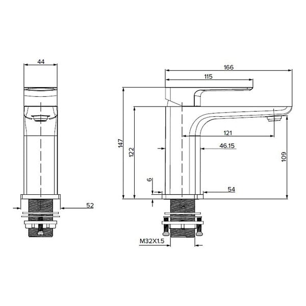 SWISS AQUA TECHNOLOGIES - Brevis mitigeur de lavabo en laiton à levier, sans vidage, noir mat (SATBSBRE271C) - large