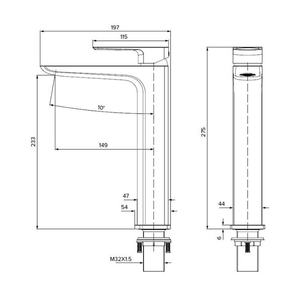 SWISS AQUA TECHNOLOGIES - Brevis mitigeur lavabo haut à levier, sans vidage, chrome (SATBSBRE285) - large