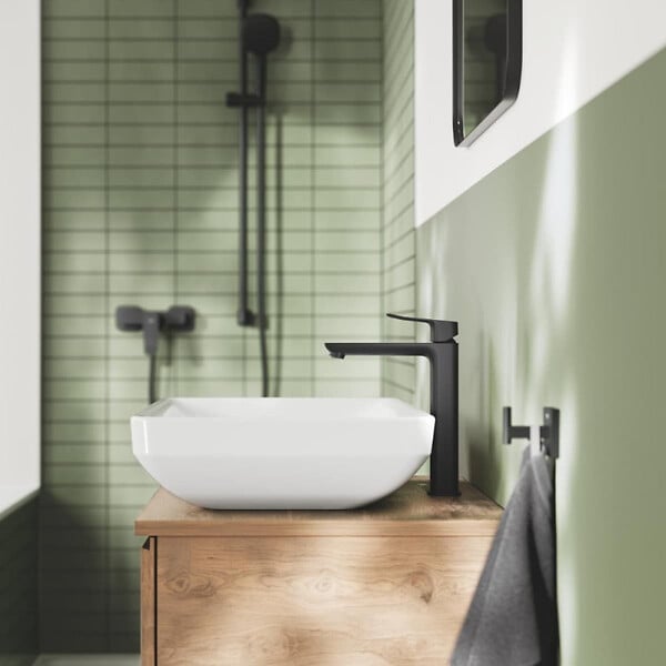 GROHE - Dice mitigeur lavabo monocommande XL à levier, avec cartouche en céramique, sans tirette ni vidage, noir mat (1018922430) - large