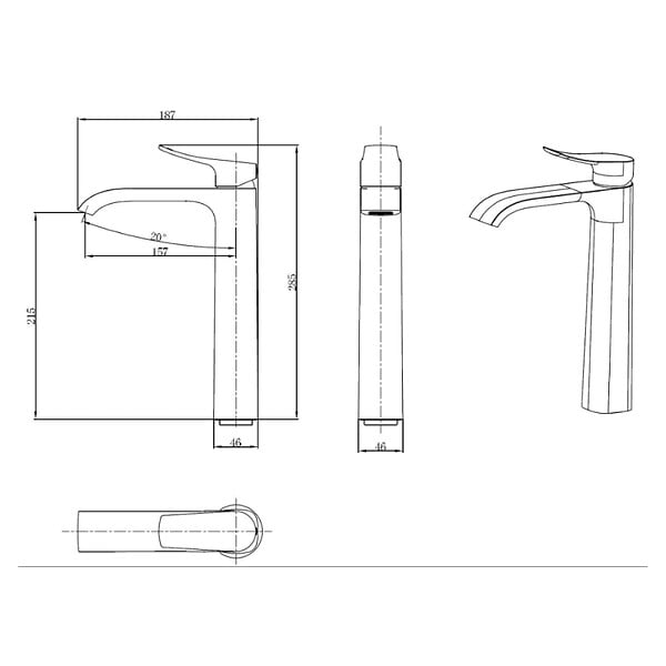 SWISS AQUA TECHNOLOGIES - Infinitio mitigeur de lavabo haut, sans vidage, noir mat (SATBSINF285C) - large
