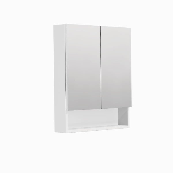 SWISS AQUA TECHNOLOGIES - Cube Way  60x72x14 cm armoire de salle de bain suspendue avec étagères, blanc mat (GALCU3D60BP) - large