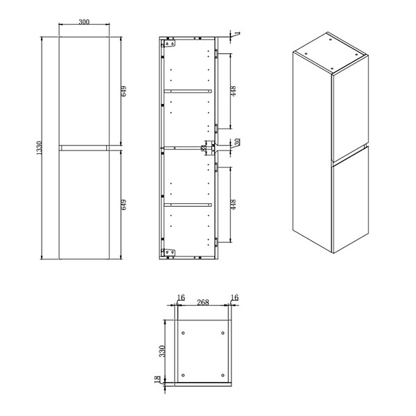 SWISS AQUA TECHNOLOGIES - Swiss Aqua Technologies B-Way 30x133x35 armoire de salle de bain sur pied, chêne mat (BWAY35OAKF) - large