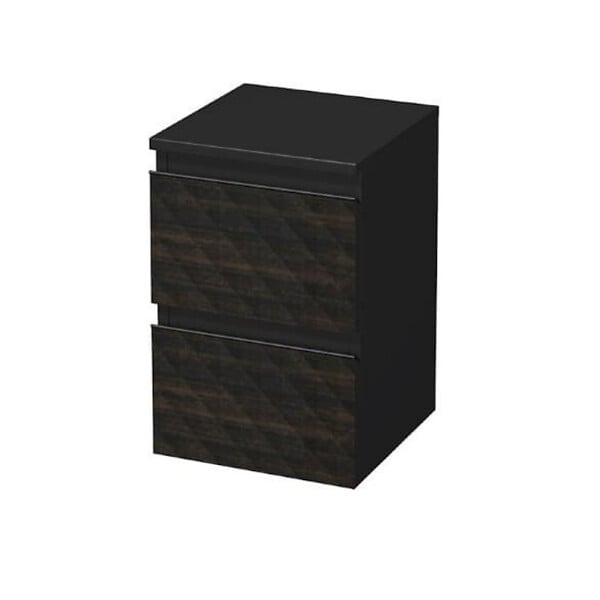 SWISS AQUA TECHNOLOGIES - Swiss Aqua Technologies Cube Way 32,5x51x33 cm armoire de salle de bain murale, 2 tiroirs, décoration pyramidale 3D, marron mat (CUBE3DN322ZHP) - large