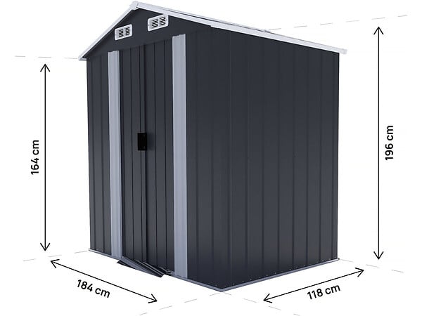 HABITAT ET JARDIN - Abri de jardin en métal avec porte coulissante "Boston" - 2,17 m² - Gris - large