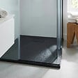 CERAMIA - Essential 80x80 cm receveur de douche carré à poser SMC avec surface effet pierre, noir (CERAES8080B) - vignette
