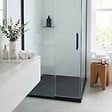 CERAMIA - Essential 80x80 cm receveur de douche carré à poser SMC avec surface effet pierre, noir (CERAES8080B) - vignette
