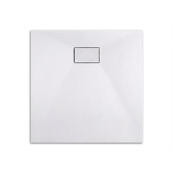 CERAMIA - Essential 80x80 cm receveur de douche carré à poser SMC avec surface effet pierre, blanc (CERAES8080W) - large