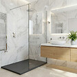 CERAMIA - Ceramia Essential 140x80 cm receveur de douche rectangulaire à poser SMC avec surface effet pierre, gris (CERAES14080DG) - vignette