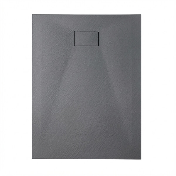 CERAMIA - Essential 120x90 cm receveur de douche rectangulaire à poser SMC avec surface effet pierre, gris (CERAES12090DG) - large