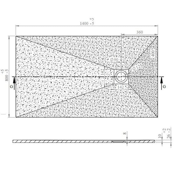 SWISS AQUA TECHNOLOGIES - Swiss Aqua Technologies Alek Receveur de douche rectangulaire 140x80cm avec siphon, en marbre coulé, Blanc (SATALEK14080B) - large