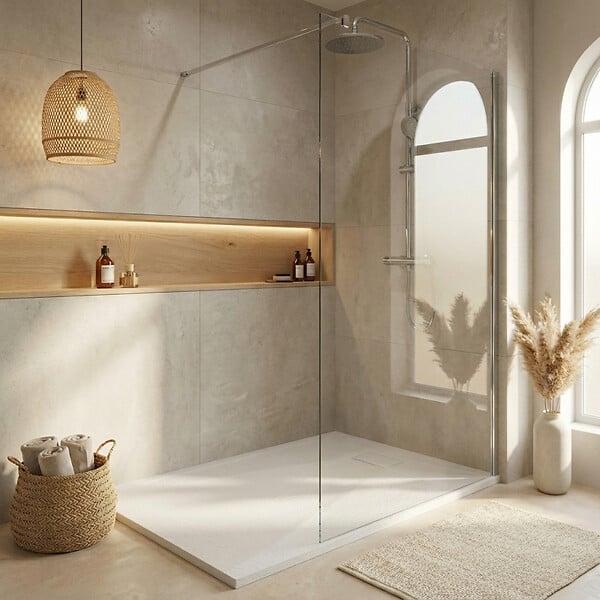 CERAMIA - Essential 120x80 cm receveur de douche rectangulaire à poser SMC avec surface effet pierre, blanc (CERAES12080W) - large