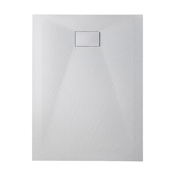 CERAMIA - Essential 120x80 cm receveur de douche rectangulaire à poser SMC avec surface effet pierre, blanc (CERAES12080W) - large