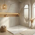 CERAMIA - Essential 140x90 cm receveur de douche rectangulaire à poser SMC avec surface effet pierre, blanc (CERAES14090W) - vignette