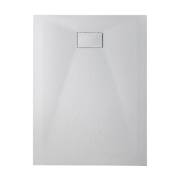 CERAMIA - Essential 120x90 cm receveur de douche rectangulaire à poser SMC avec surface effet pierre, blanc (CERAES12090W) - large