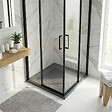 CERAMIA - Essential 80x80 cm receveur de douche carré à poser SMC avec surface effet pierre, gris (CERAES8080DG) - vignette