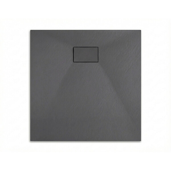 CERAMIA - Essential 80x80 cm receveur de douche carré à poser SMC avec surface effet pierre, gris (CERAES8080DG) - large