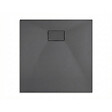 CERAMIA - Essential 80x80 cm receveur de douche carré à poser SMC avec surface effet pierre, gris (CERAES8080DG) - vignette