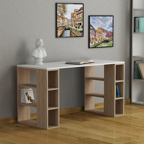 HABITAT ET JARDIN - Bureau en bois "Colmar" - 140 x 75 x 60 cm - Blanc - large