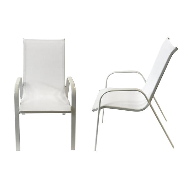 HAPPY GARDEN - Lot de 6 chaises MARBELLA en textilène blanc - aluminium blanc - large