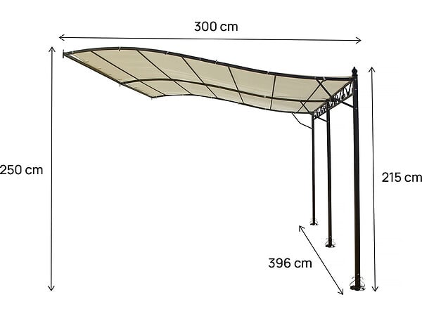 HABITAT ET JARDIN - Pergola tonnelle adossée en métal - 3 x 4 m - Beige - large