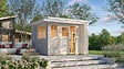 WEKA - Abri de jardin en bois  Amberley 5 - Gris et blanc - L.350xP.353cm - vignette