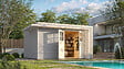 WEKA - Abri de jardin en bois  Amberley 7 - Gris et blanc - L.400xH.233xP.400cm - vignette