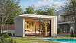 WEKA - Abri de jardin en bois  Amberley 9 - Gris et blanc - L.400xP.400cm - vignette