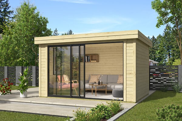 LASITAMAJA - Abri bois SCALA 2 Naturel, 28 mm, surface hors-tout 12,40 m2 - large