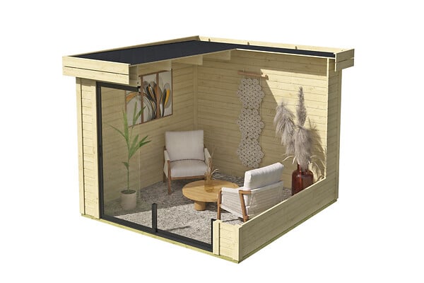 LASITAMAJA - Abri bois SCALA 1 Naturel, 28 mm, surface hors-tout 8,99 m2 - large