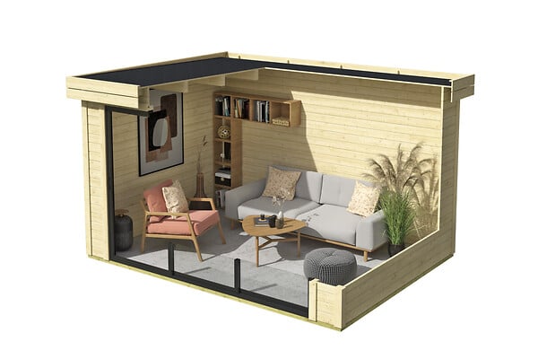 LASITAMAJA - Abri bois SCALA 2 Naturel, 28 mm, surface hors-tout 12,40 m2 - large