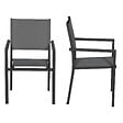 HAPPY GARDEN - Lot de 10 chaises rembourrées en aluminium anthracite - textilène gris - vignette