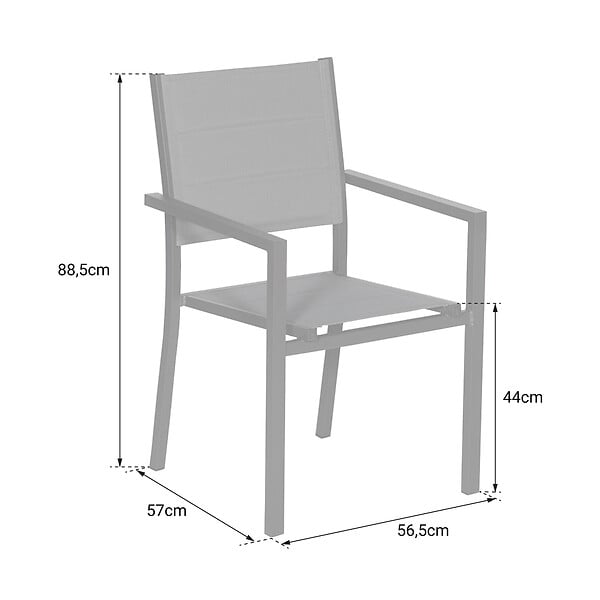 HAPPY GARDEN - Lot de 10 chaises rembourrées en aluminium anthracite - textilène gris - large