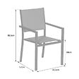 HAPPY GARDEN - Lot de 10 chaises rembourrées en aluminium anthracite - textilène gris - vignette