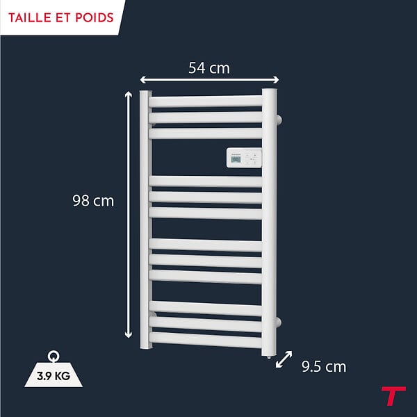 BESTHERM - Sèche-serviette électrique sans fluide - THOMSON - COSMO 500W - Connecté WiFi - blanc - NF - large