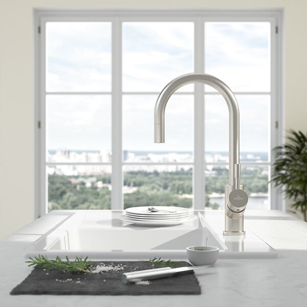 VILLEROY ET BOCH - Robinet cuisine  Umbrella flex acier massif - large