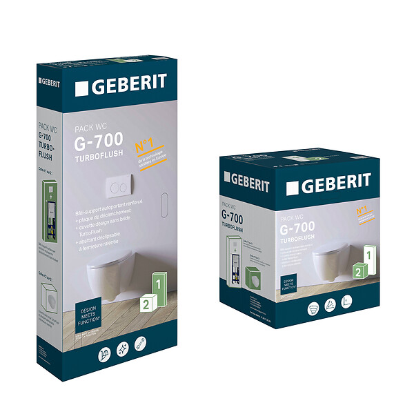 GEBERIT - Pack WC suspendu auto-portant - G-700 V² TurboFlush - Blanc - large